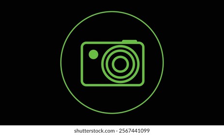 Camera icon camera photo snapshot capture photograph, simple icon on black background.