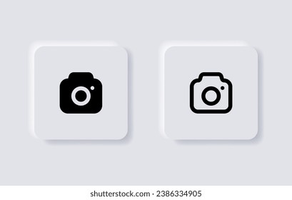 Camera icon, photo camera vector icon symbol. snapshot, capture, picture icons in filled, thin line, outline and stroke style for apps and website. neumorphism buttons. neumorphic style