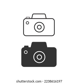 Camera icon. Photographer set line and background vector ilustration.