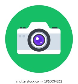 
Camera icon, photography equipment flat 