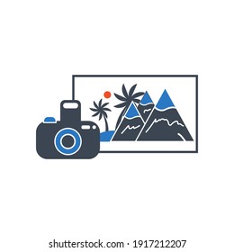 Camera Icon. Photography icon. Nature photography, geography, photo studio icon in vector illustration and flat style. 