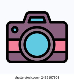 Camera Icon, Photography, Photo Camera Vector Icon. Isolated Lineal Color Vector Icon.
