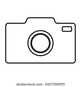 Camera icon, photography symbol. Digital capture device. Simple snapshot gadget. Vector illustration. EPS 10.