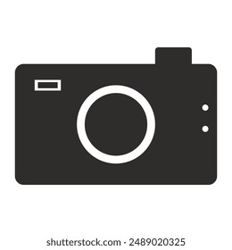 Icono de cámara, símbolo de Fotografía, Ilustración vectorial plana sobre fondo blanco