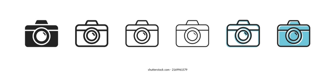 Camera icon. Photography symbol. Simple outline photo icons. Camera icons set. EPS10