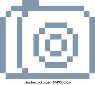 Camera icon for photos in a pixel 8 bit video game art style