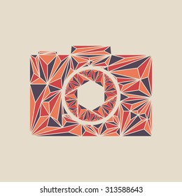 Camera icon. Polygon photo camera sign. vector illustration.