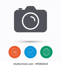 Camera icon. Professional photocamera sign.