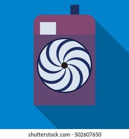 Camera icon. Professional photocamera symbol. Blue background with flat web icon. Vector