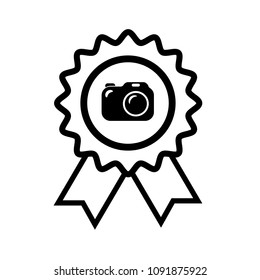 camera icon and quality guarantee symbol