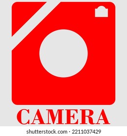 Camera icon is red. Design Vector