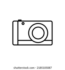 Kamerasymbol. Symbol für elektronische Technik. Zeilensymbol-Stil. Einfaches Design bearbeitet