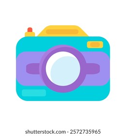 Camera icon. Rendering of photo camera. Conceptual technology and instant photography. Vector illustration of camera