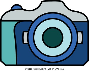 Icono de cámara que representa la Fotografía, captura de momentos y narración visual, perfecto para resaltar los medios, los viajes y las artes creativas con un diseño limpio y clásico.