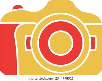 Icono de cámara que representa la Fotografía, captura de momentos y narración visual, perfecto para resaltar los medios, los viajes y las artes creativas con un diseño limpio y clásico.