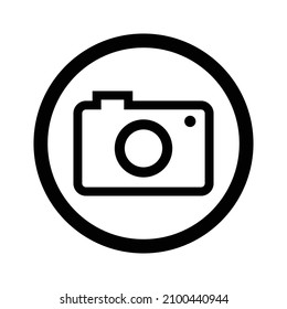 Camera icon in a round circle. Vector.