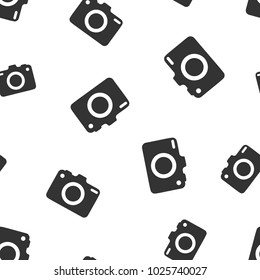 Camera icon seamless pattern background. Business flat vector illustration. Photography sign symbol pattern.