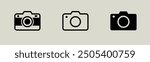 Camera icon set 3 minimal flat camera icons photo snapshot capture photograph shutter flash digital app modern minimalist symbol outline vector graphic icon flat style