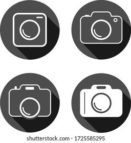 Camera icon, set of black camera icons isolated on white background. Vector, cartoon illustration. Vector.