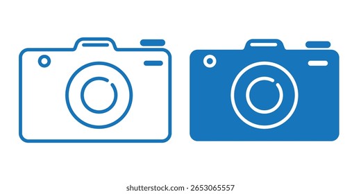 Camera icon set. Blue colors variety camera icon design. Camera capture symbol. Camera photography icon, isolated on white background. EPS 10