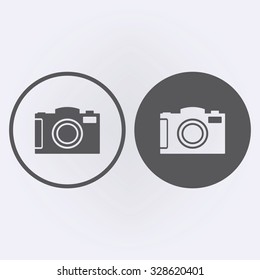 Camera icon set in circle . Vector illustration