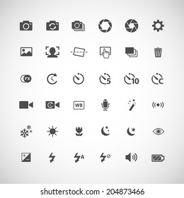 camera icon set, each icon is a single object (compound path), vector eps10