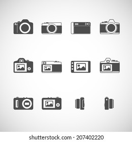 camera icon set, each icon is a single object (compound path), vector eps10