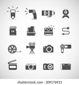 camera icon set, each icon is a single object (compound path), vector eps10