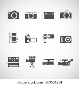 camera icon set, each icon is a single object (compound path), vector eps10