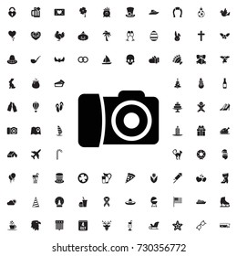 Camera icon. set of filled holiday icons.
