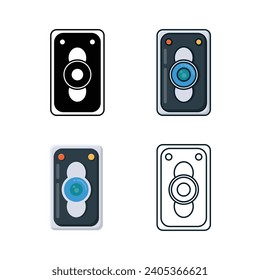 Juego de iconos de cámara, dibujo plano estilo de diseño simple minimalista, aislado por fondo blanco