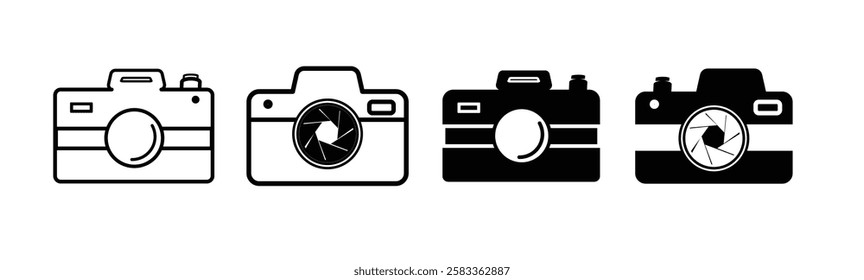 Camera icon set. flat illustration of photo camera vector icon on white background.