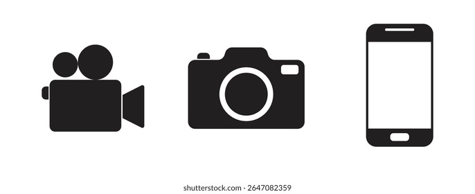 Camera icon set. flat illustration of vector icon on white background