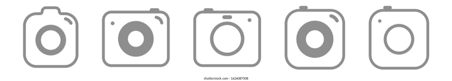 Camera Icon Set Flat Minimal Thin Line Style Icon Collection Vector Illustration