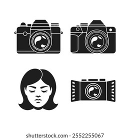 Camera icon set and illustration