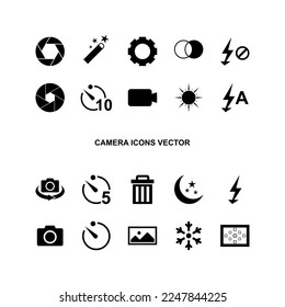 conjunto de iconos de la cámara aislado en fondo blanco. vector de pasos