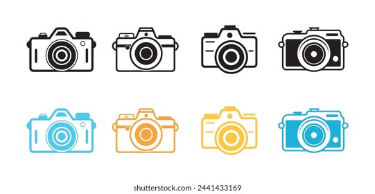Camera icon set on white background. Vector illustration in trendy flat style