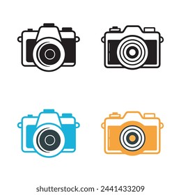 Camera icon set on white background. Vector illustration in trendy flat style