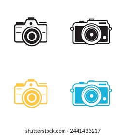 Camera icon set on white background. Vector illustration in trendy flat style