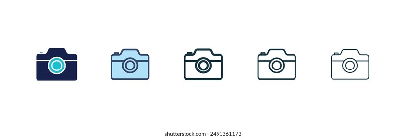 Camera icon set on white background