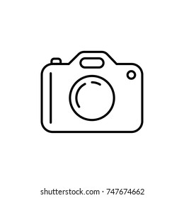 Camera icon in set on the white background. 
Set of thin, linear and modern electronic equipment icons.
Universal linear icons to use in web and mobile app.