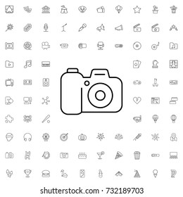 Camera icon. set of outline entertainment icons.