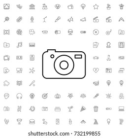 Camera icon. set of outline entertainment icons.