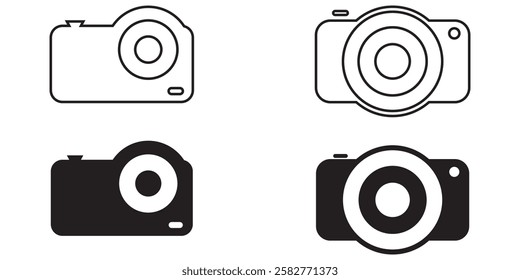 Camera icon set. Outline and glyph photo camera collection. flat illustration of vector icon on white background . 1176