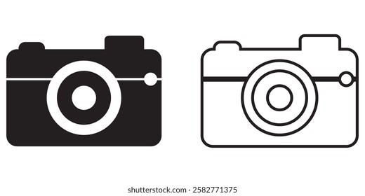 Camera icon set. Outline and glyph photo camera collection. flat illustration of vector icon on white background . 1176