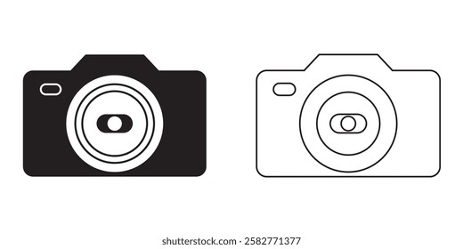 Camera icon set. Outline and glyph photo camera collection. flat illustration of vector icon on white background . 1176