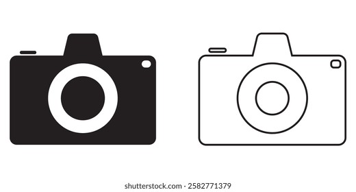 Camera icon set. Outline and glyph photo camera collection. flat illustration of vector icon on white background . 1176