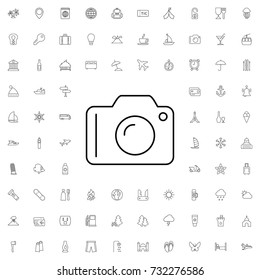 Camera icon. set of outline tourism icons.