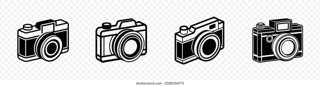 Conjunto de iconos de cámara, conjunto de iconos de cámara. icono de cámara de fotos. iconos de Fotografía de cámaras. Conjunto de iconos de cámara. Colección de Imagen de foto de contorno y glifo.