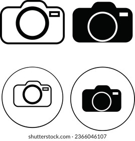 Kamerasymbol eingestellt. Fotokamera im flachen Stil. Vektorgrafik, Foto-Kameradokamera-Doodsymbol